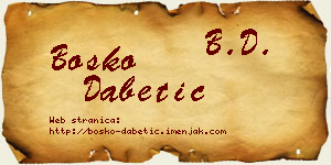 Boško Dabetić vizit kartica